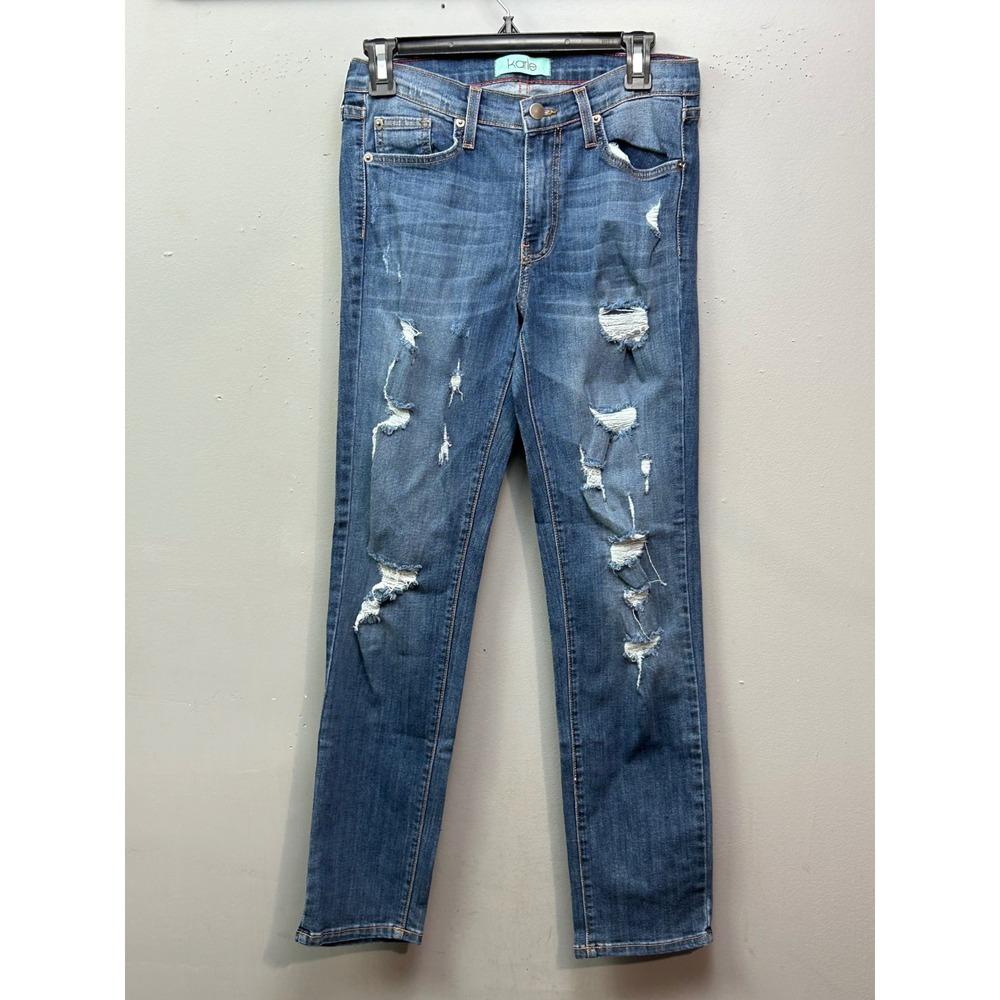 Karle Womens Distressed Blue Denim Jeans Skinny Cut Size 26x3